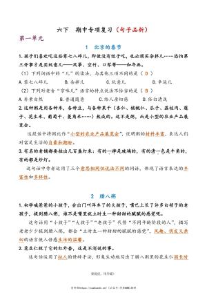 学霸6下语文期中复习资料练习含答案（23页）