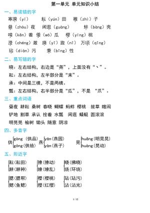 语文五年级下册期中复习知识要点（12页）