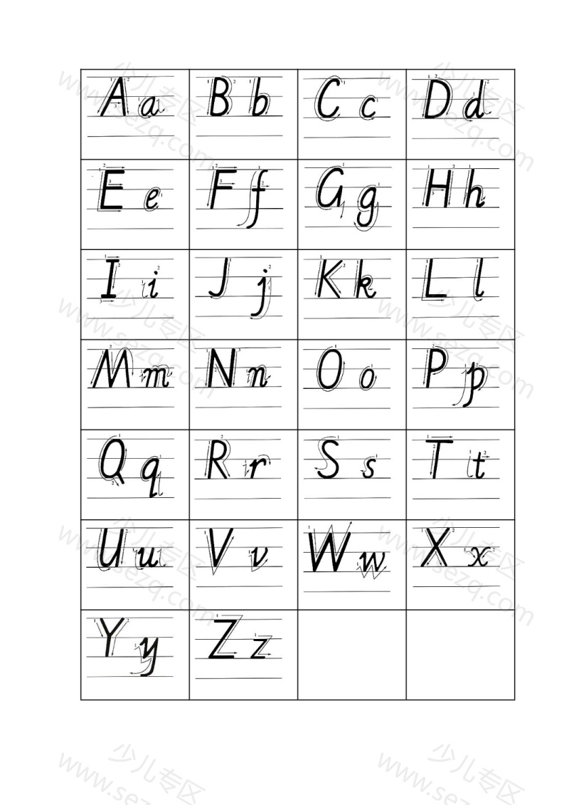 文档 英语启蒙26个字母英语书写字帖 的截图预览 3