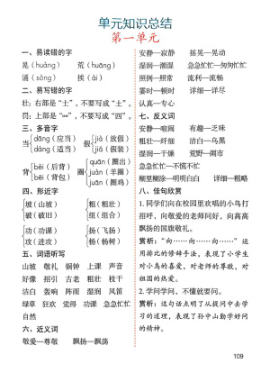 25新版三年级（上）语文1-8单元知识点总结（8页）