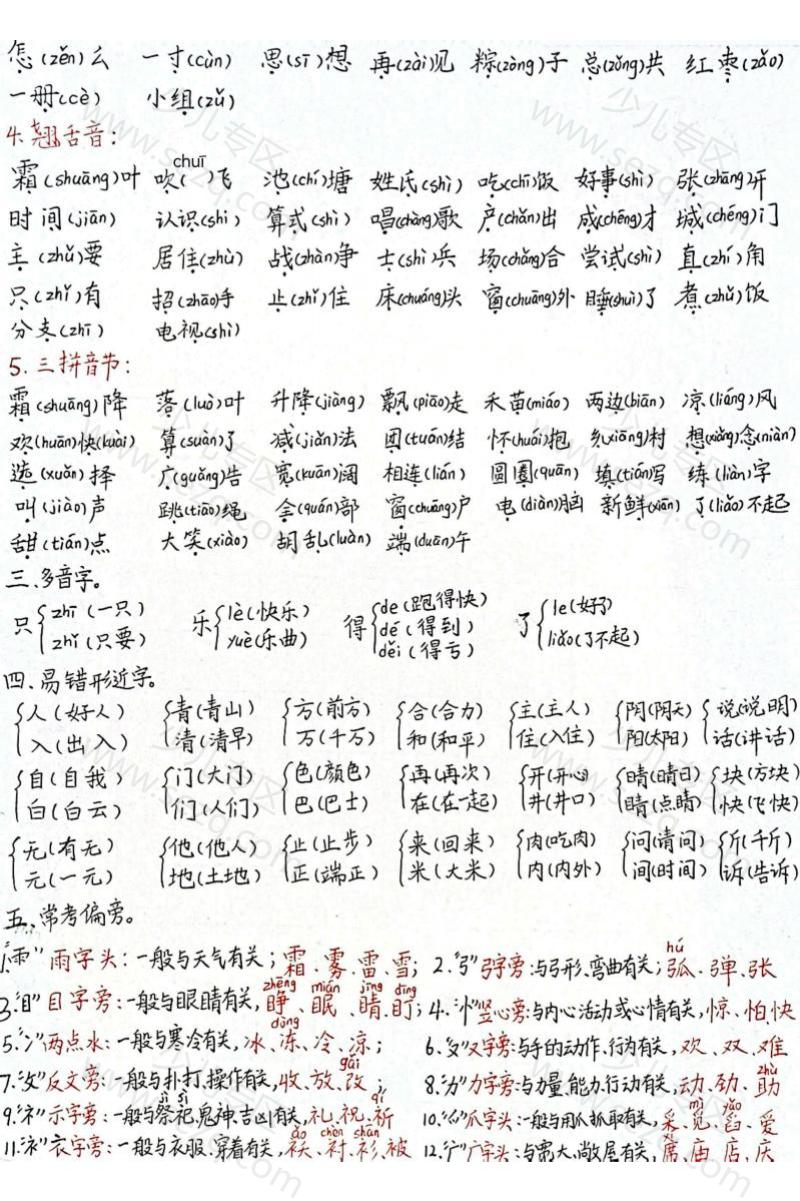 文档 2025新一年级语文下册期中归类复习（老师手写版） 的截图预览 2