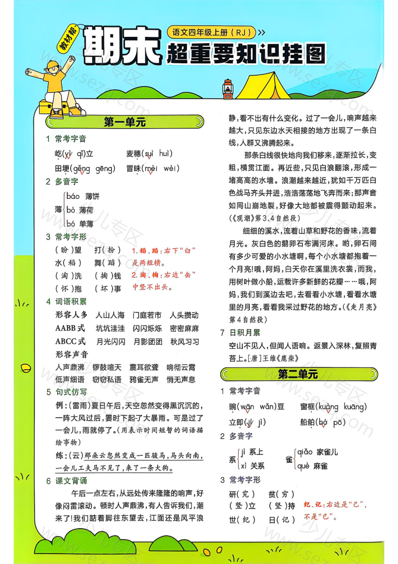 文档 25秋四年级上册语文人教版全册1-8单元知识点汇总 的截图预览 1