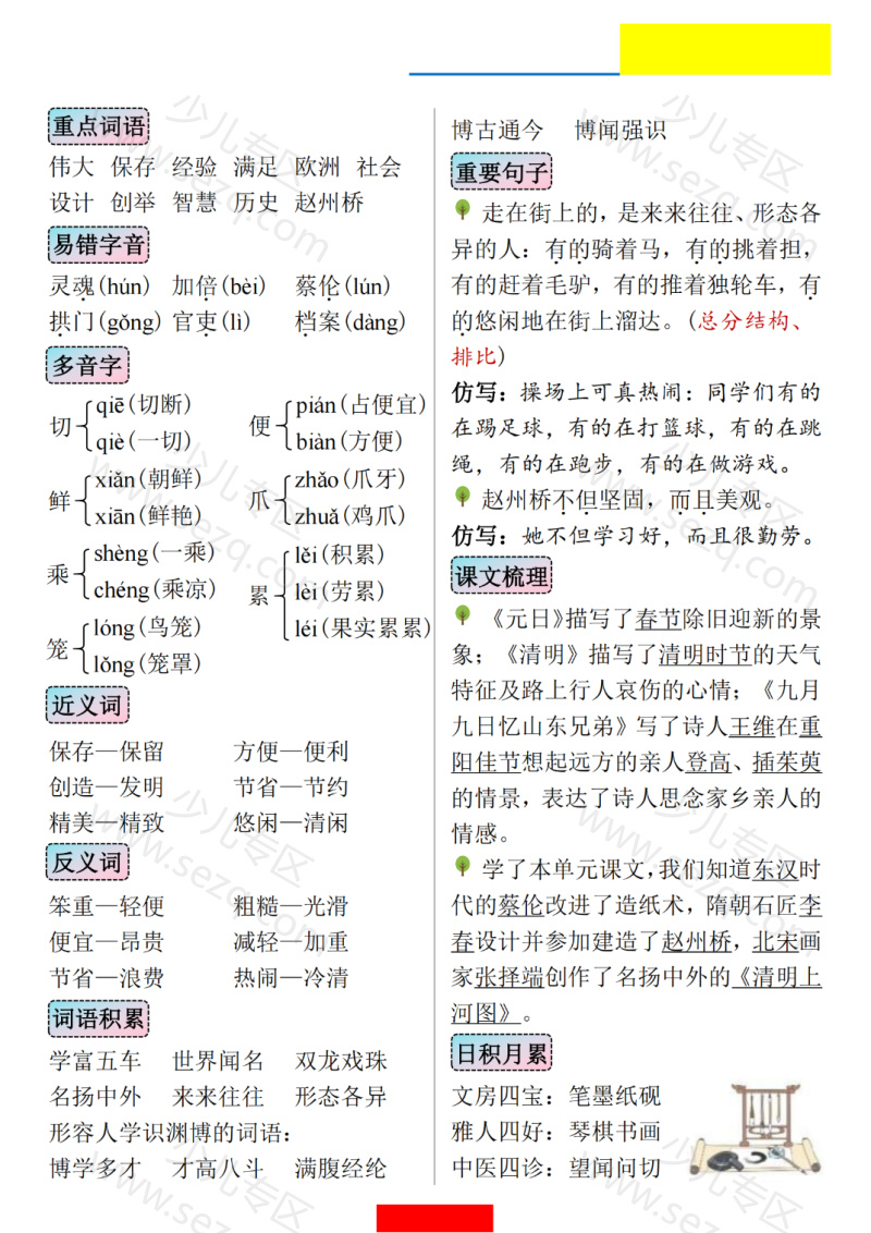 文档 三年级下册语文1-8单元知识小结 的截图预览 3