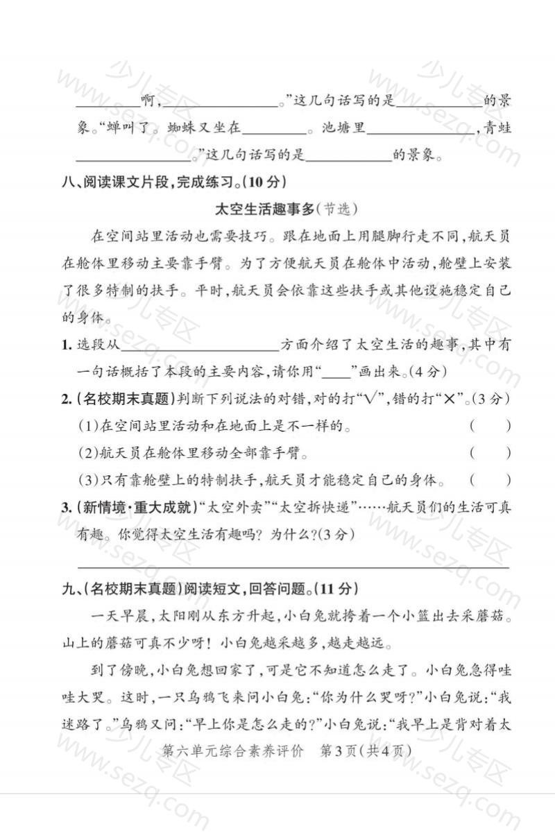 文档 2025二下语文第六单元5套含答案 的截图预览 3