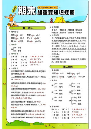 25秋五年级上册语文人教版全册1-8单元知识点汇总（4页）