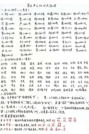 一年级下册语文第五单元知识点总结（3页）