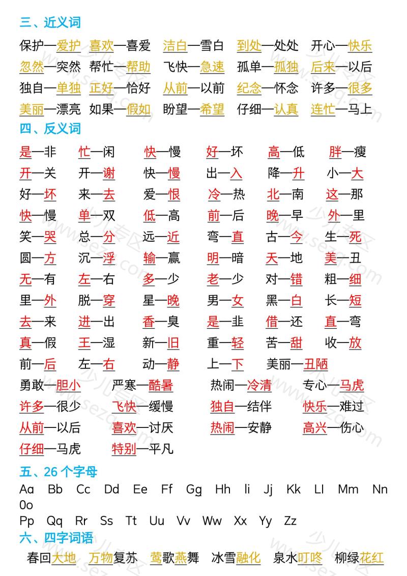 文档 新版一年级语文下册全册重点知识总结 的截图预览 2