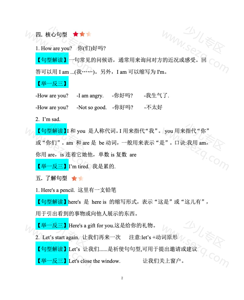 文档 三年级上册英语沪教牛津版知识清单 的截图预览 2