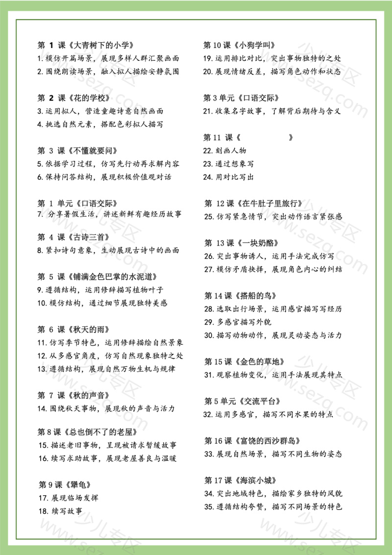 文档 2025秋新版3年级上册《跟着课本学写作》答案 的截图预览 2
