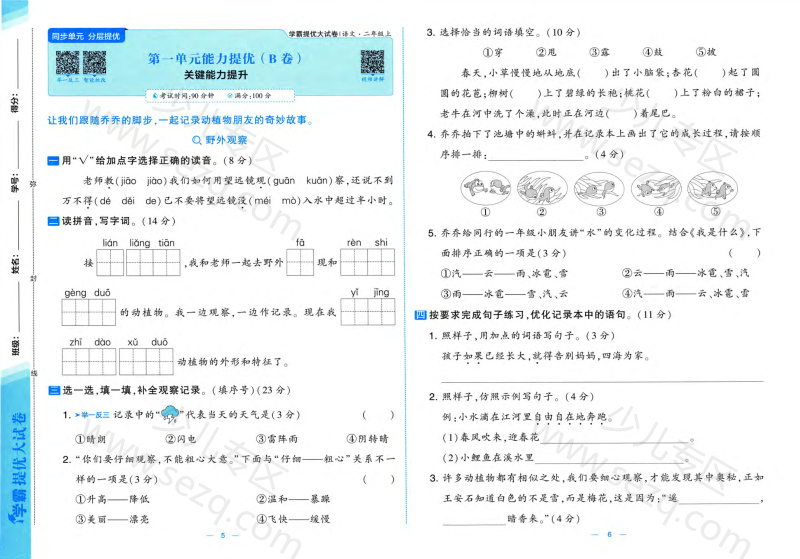 文档 25秋二年级上册语文素养达标AB卷（含月考期中）含答案版 的截图预览 3