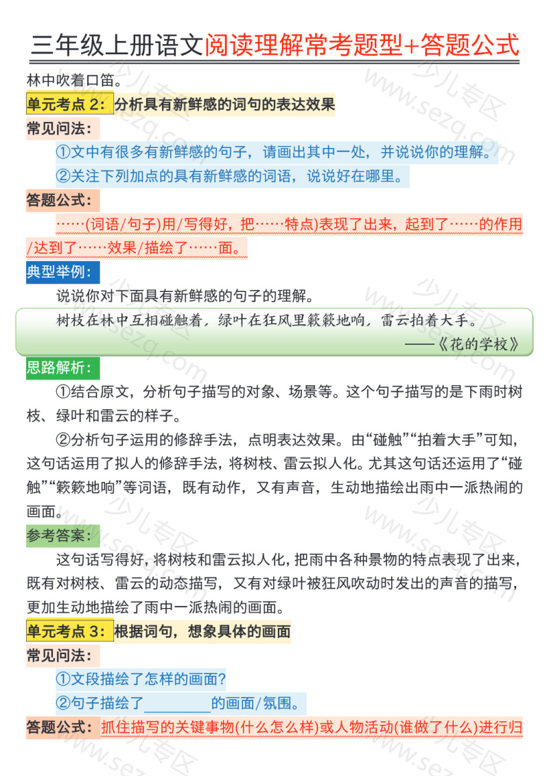 文档 25三上语文阅读理解常考题型与答题公式 的截图预览 2
