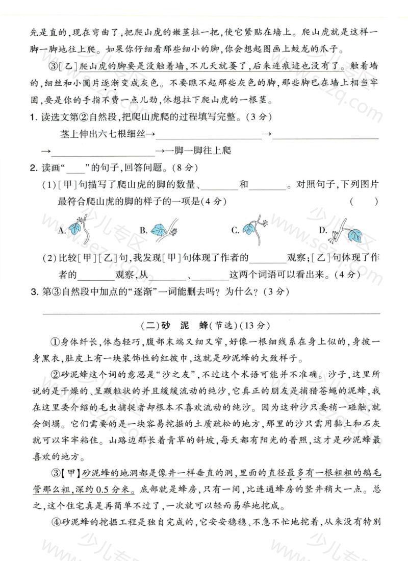 文档 25学年四上语文第三单元达标素养卷(含答案) 的截图预览 3