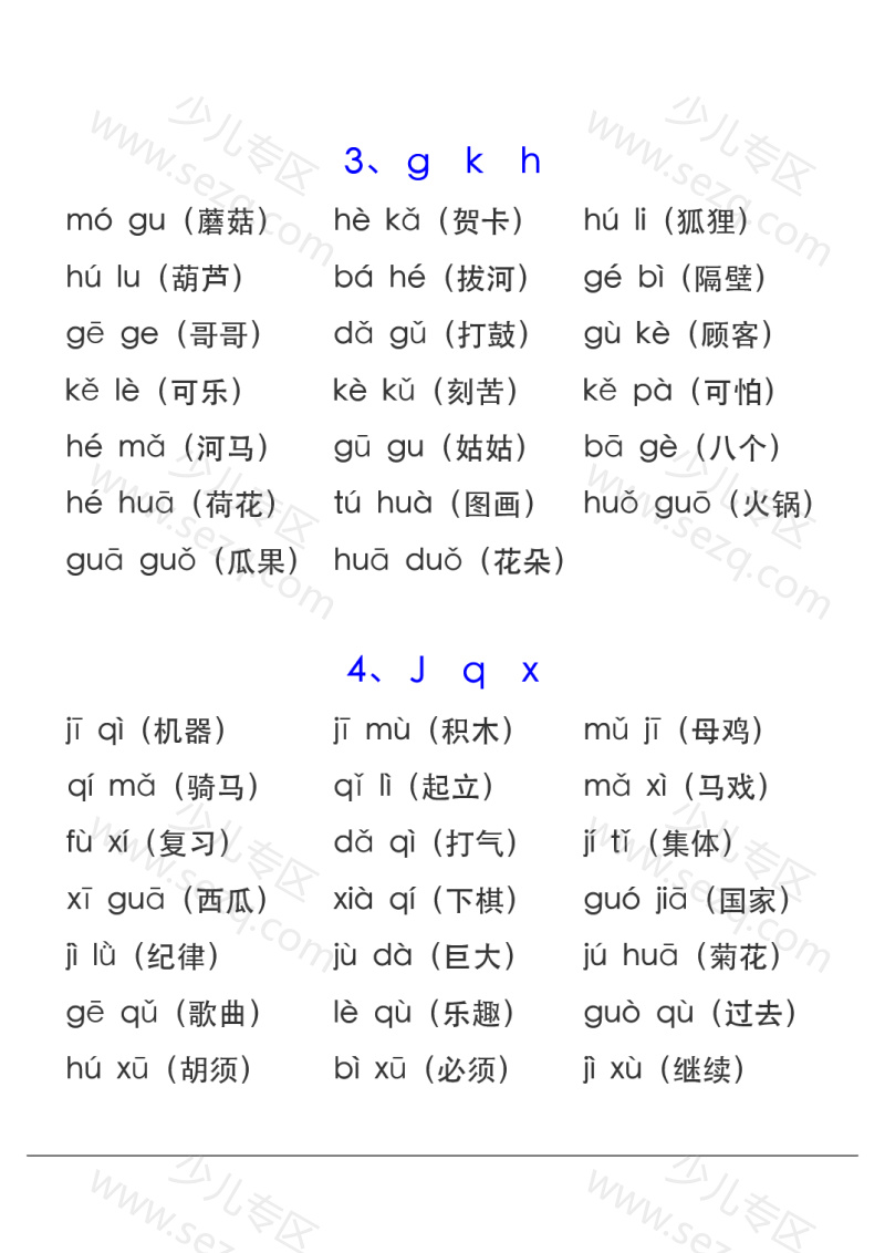 文档 一年级上册语文拼音表与拼音拼读大全 的截图预览 3